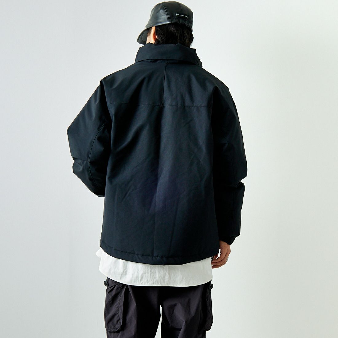 +phenix [プラスフェニックス] 別注 LEVEL7 ダウンジャケット [POO-24037IN-JF] BLACK &&モデル身長：179cm 着用サイズ：L&&