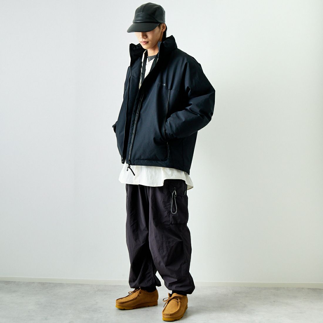 +phenix [プラスフェニックス] 別注 LEVEL7 ダウンジャケット [POO-24037IN-JF] BLACK &&モデル身長：179cm 着用サイズ：L&&