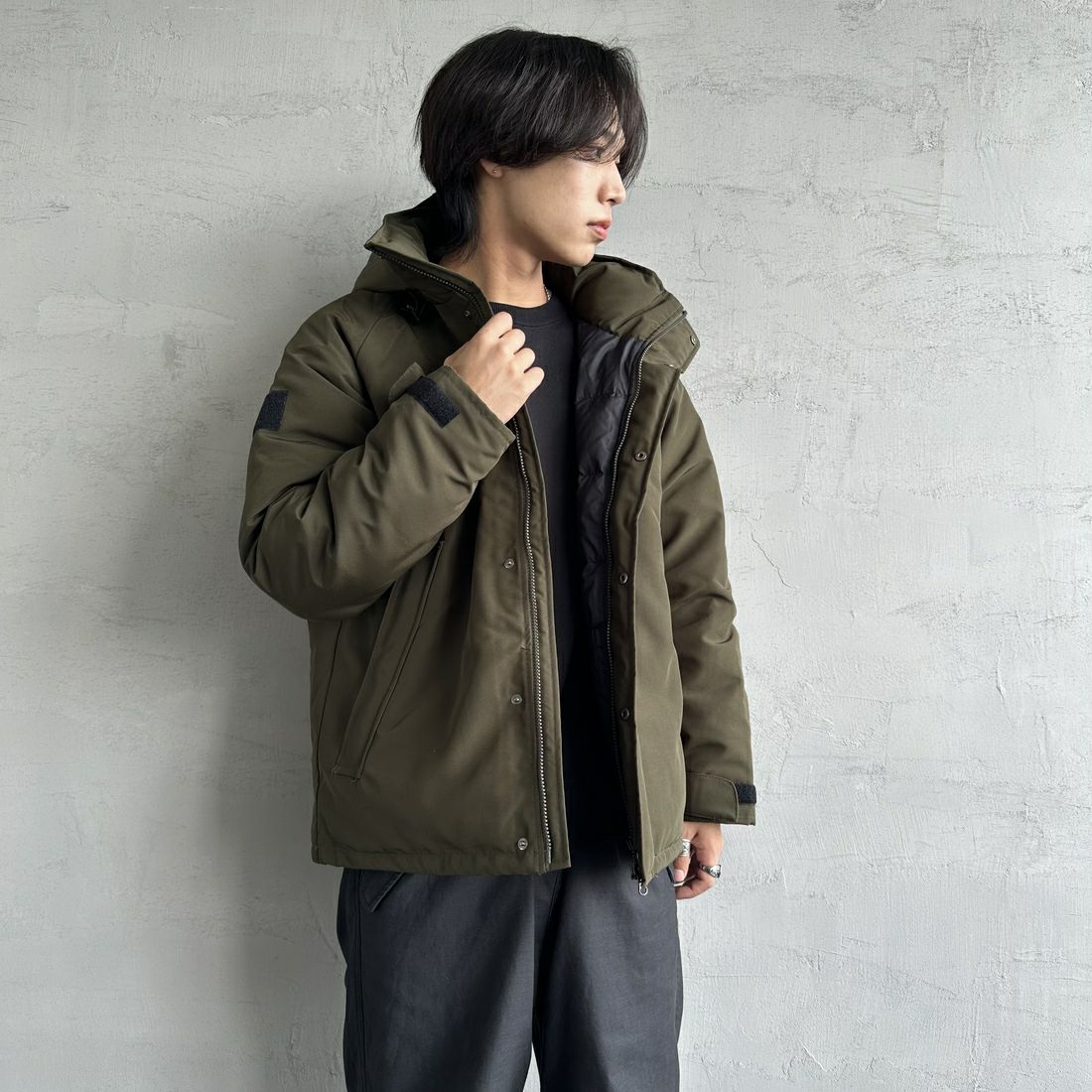 DANTON [ダントン] アーミー タッサーダウンジャケット [DT-A0030TET]	OLIVE &&モデル身長：179cm 着用サイズ：M&&