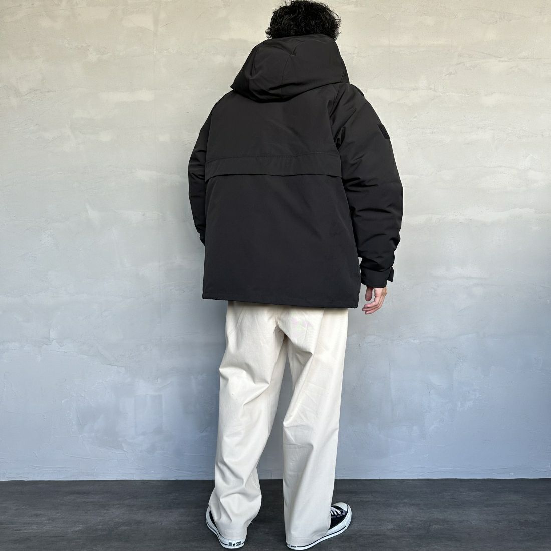DANTON [ダントン] アーミー タッサーダウンジャケット [DT-A0030TET] BLACK &&モデル身長：168cm 着用サイズ：L&&