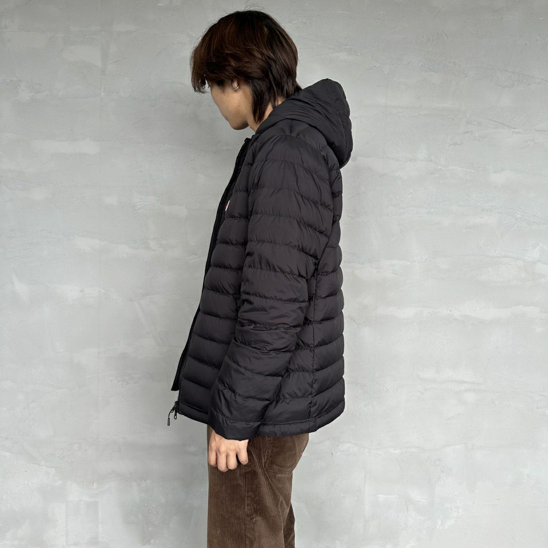 DANTON [ダントン] ミドルダウンフードジャケット [DT-A0564NRP] BLACK &&モデル身長：179cm 着用サイズ：M&&
