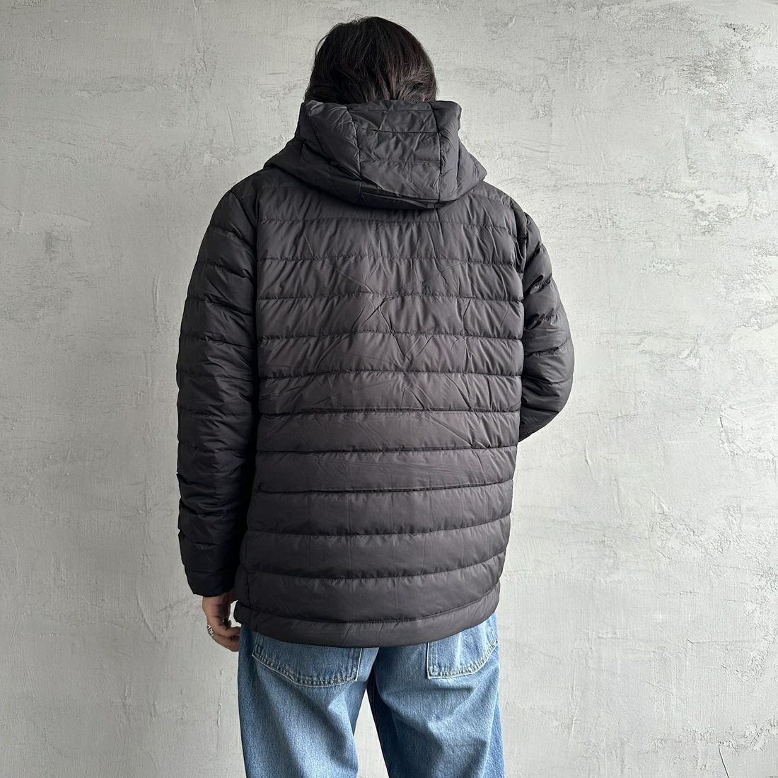 DANTON [ダントン] ミドルダウンフードジャケット [DT-A0564NRP] BLACK &&モデル身長：179cm 着用サイズ：L&&