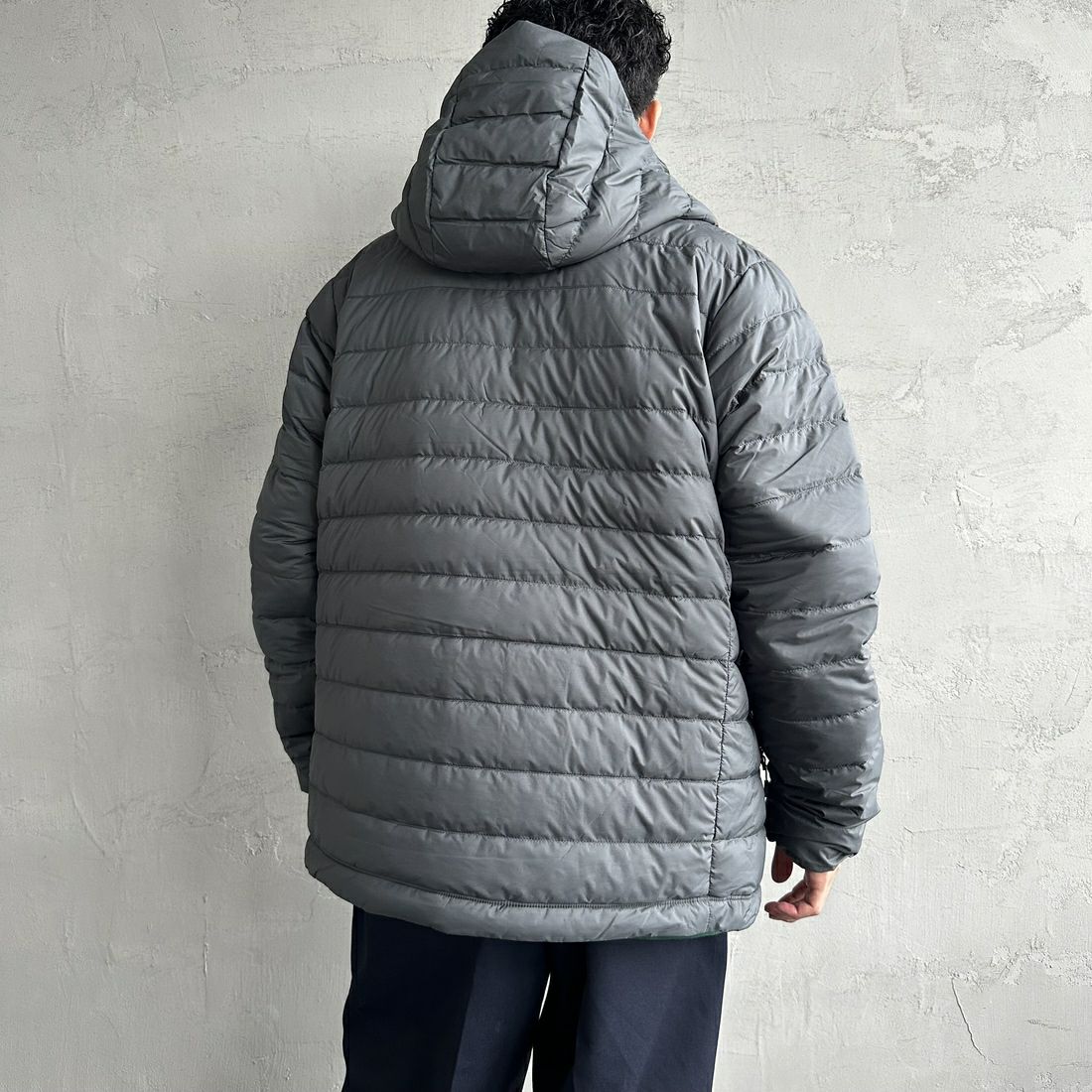 DANTON [ダントン] ミドルダウンフードジャケット [DT-A0564NRP] M.GREY &&モデル身長：168cm 着用サイズ：M&&