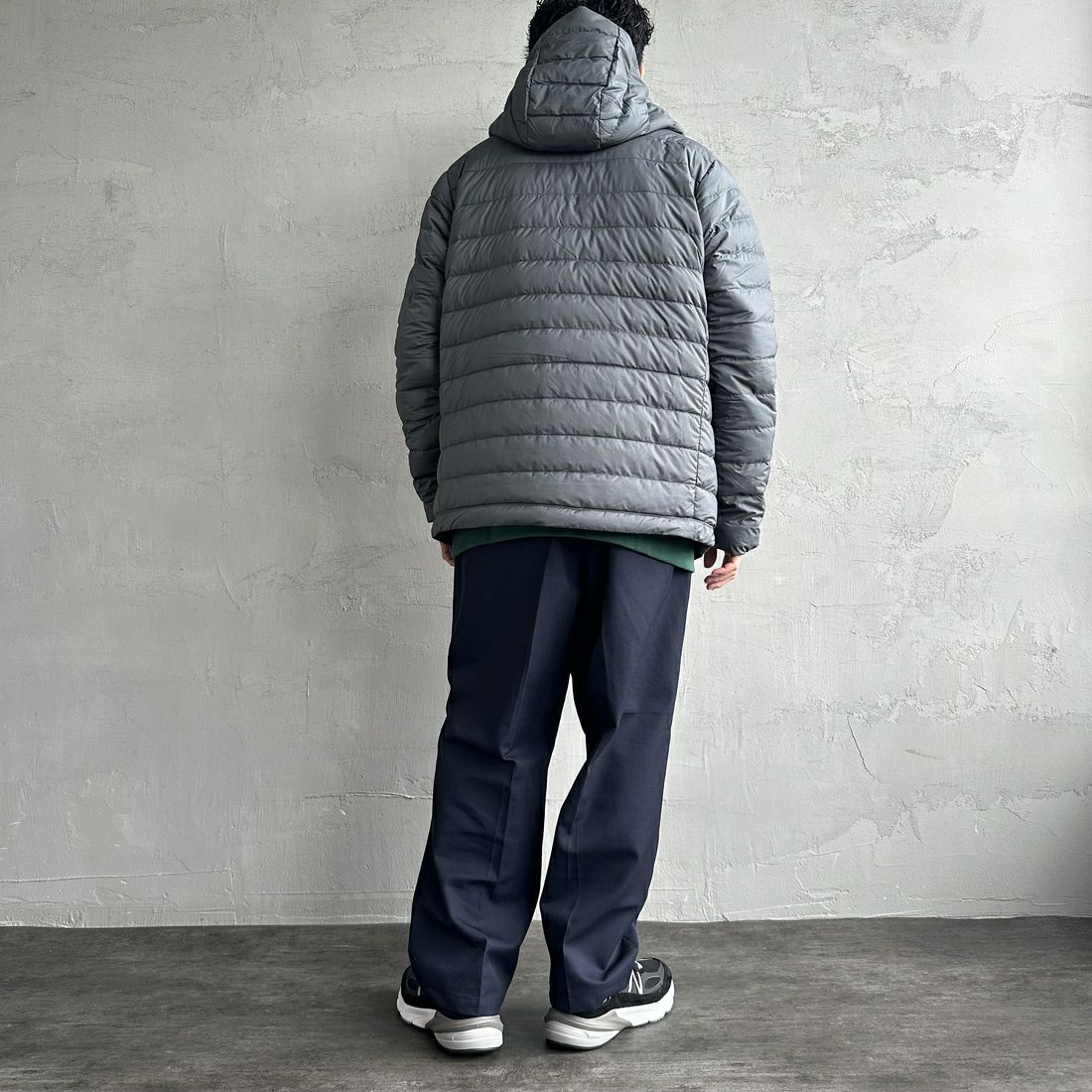 DANTON [ダントン] ミドルダウンフードジャケット [DT-A0564NRP] M.GREY &&モデル身長：168cm 着用サイズ：M&&