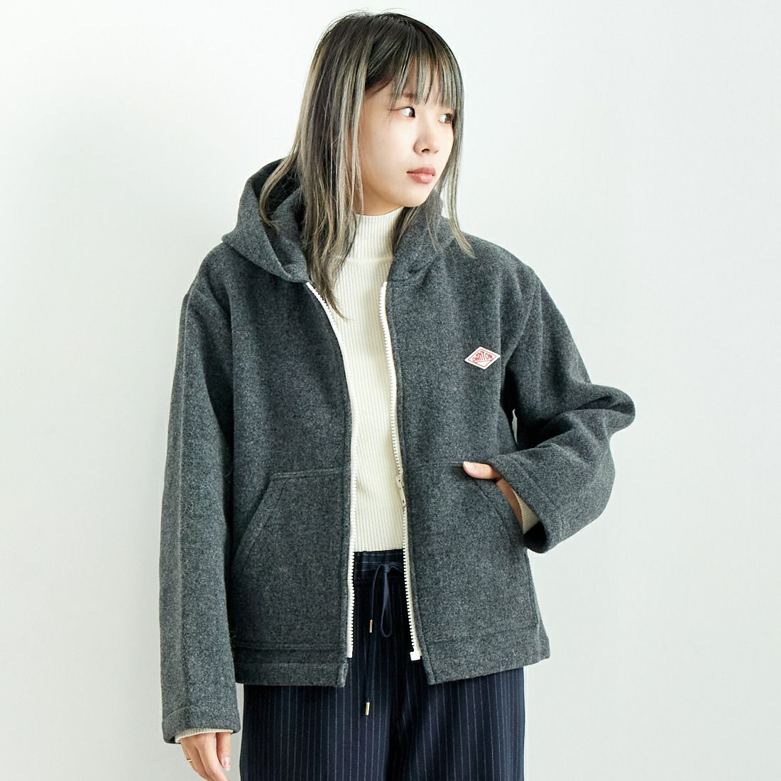 DANTON おいしゅう ダントン ノーカラージャケット ウールモッサ M