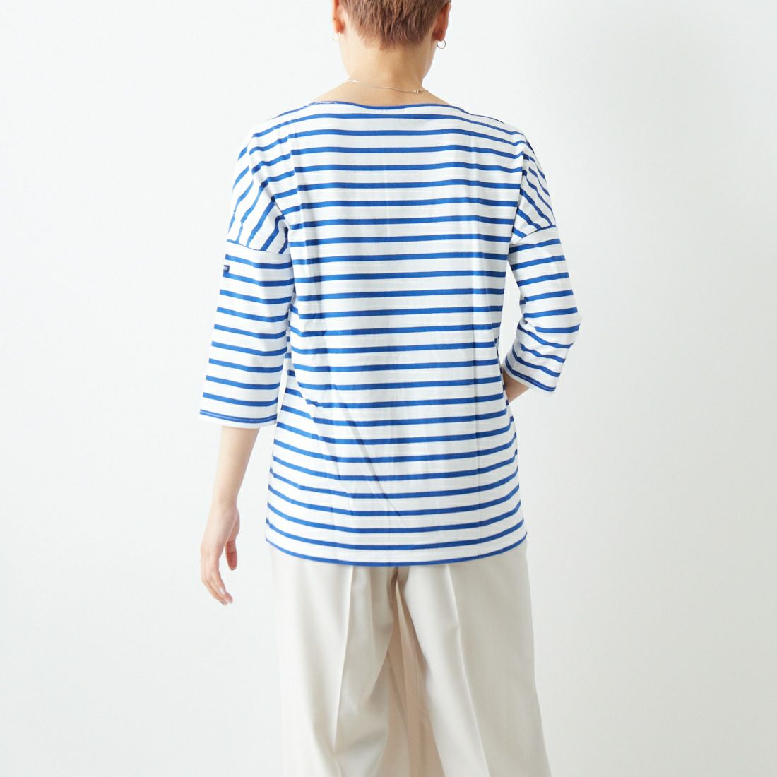 ST.JAMES [セントジェームス] コットンボートネックドロップショルダープルオーバー [16JC-SLOUCH20003] NEI/GIT &&モデル身長：160cm 着用サイズ：3&&