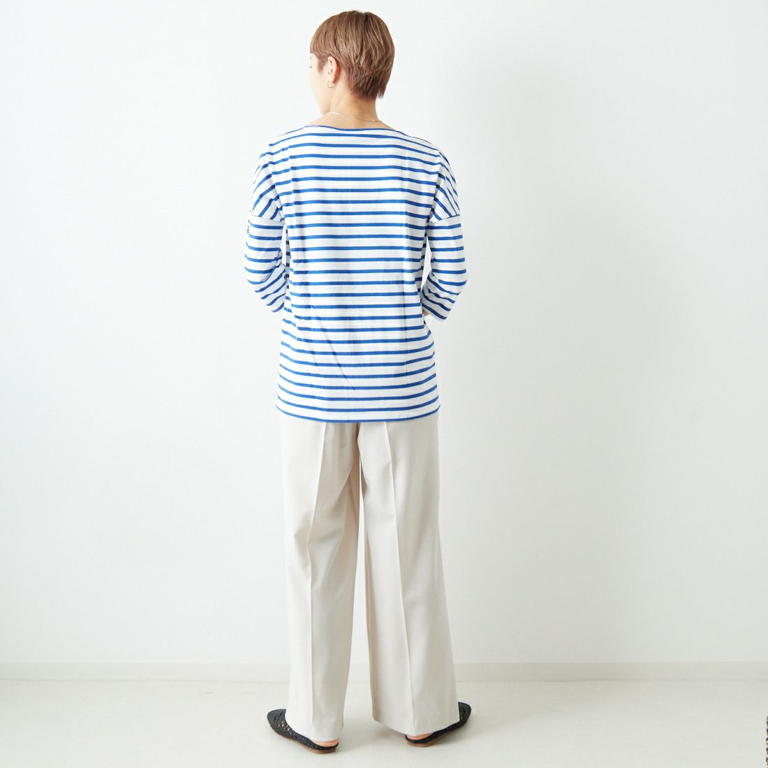 ST.JAMES [セントジェームス] コットンボートネックドロップショルダープルオーバー [16JC-SLOUCH20003] NEI/GIT &&モデル身長：160cm 着用サイズ：3&&