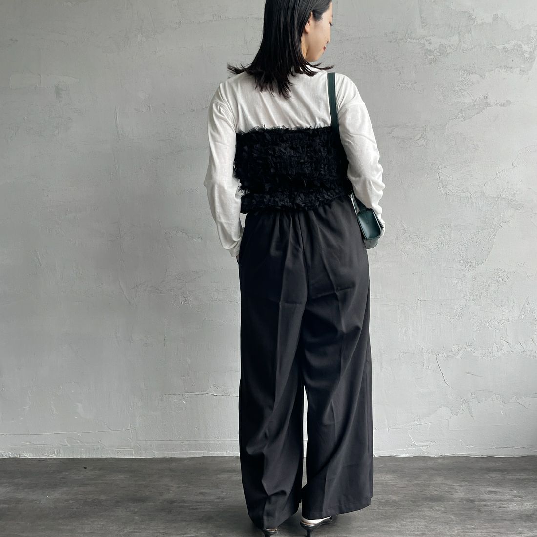 USINE [ユジーヌ] チュールビスチェ [2430902] BLACK &&モデル身長：163cm 着用サイズ：F&&