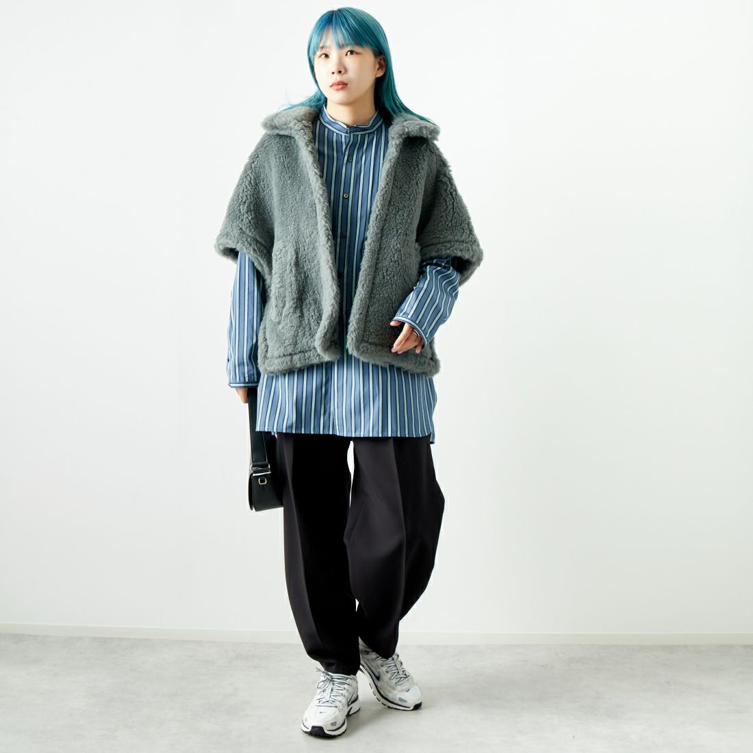 USINE [ユジーヌ] タックパンツ [2430302] BLACK &&モデル身長：167cm 着用サイズ：1&&