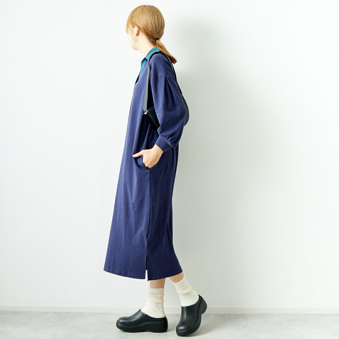 Jeans Factory Clothes [ジーンズファクトリークローズ] ラガーワンピース [143613] 48 ﾈｲﾋﾞｰ &&モデル身長：167cm 着用サイズ：F&&