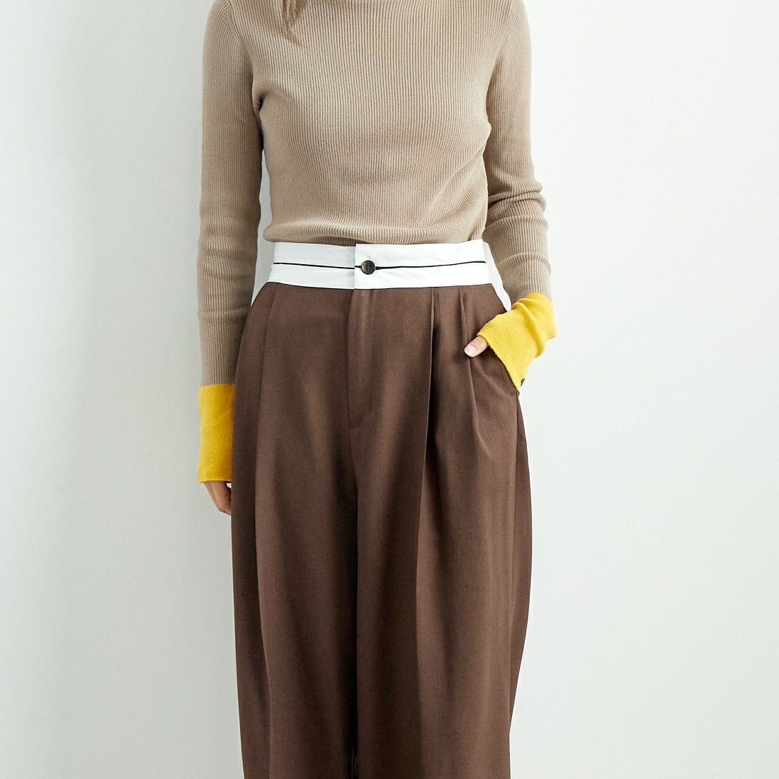 Jeans Factory Clothes [ジーンズファクトリークローズ] マーベルトパンツ [21243073] 037 ﾌﾞﾗｳﾝ &&モデル身長：167cm 着用サイズ：38&&