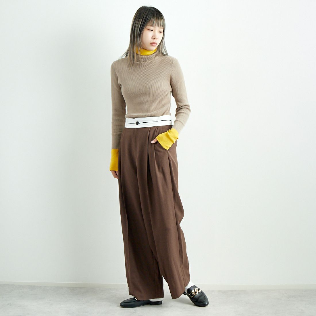 Jeans Factory Clothes [ジーンズファクトリークローズ] マーベルトパンツ [21243073] 037 ﾌﾞﾗｳﾝ &&モデル身長：167cm 着用サイズ：38&&