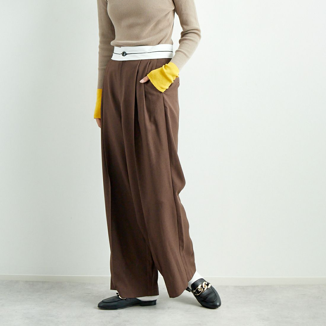 Jeans Factory Clothes [ジーンズファクトリークローズ] マーベルトパンツ [21243073] 037 ﾌﾞﾗｳﾝ &&モデル身長：167cm 着用サイズ：38&&