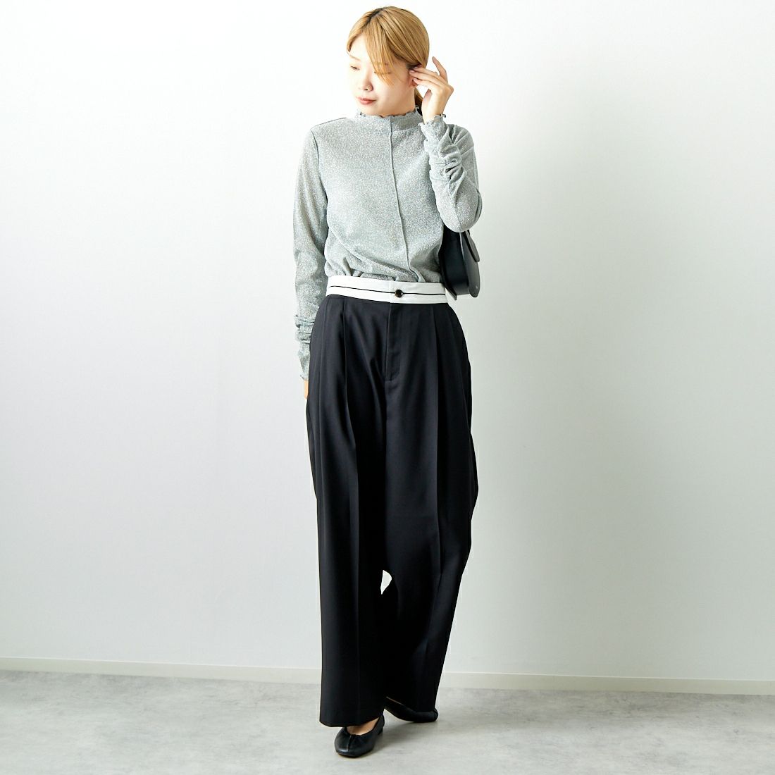 Jeans Factory Clothes [ジーンズファクトリークローズ] マーベルトパンツ [21243073] 004 ﾌﾞﾗｯｸ &&モデル身長：167cm 着用サイズ：38&&