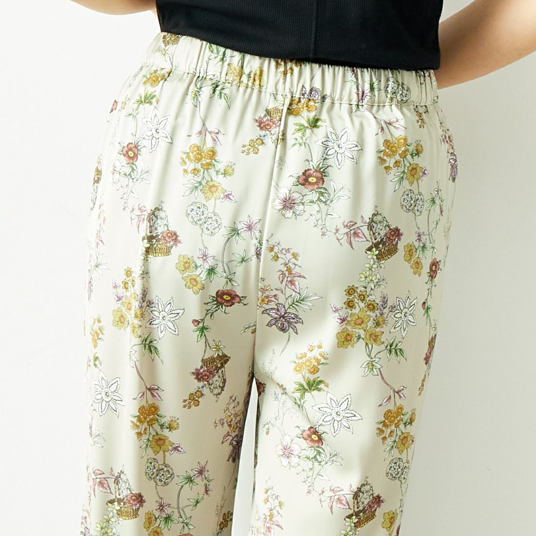 Jeans Factory Clothes [ジーンズファクトリークローズ] フラワープリントサテンパンツ [21243052] 033 ﾍﾞｰｼﾞｭ