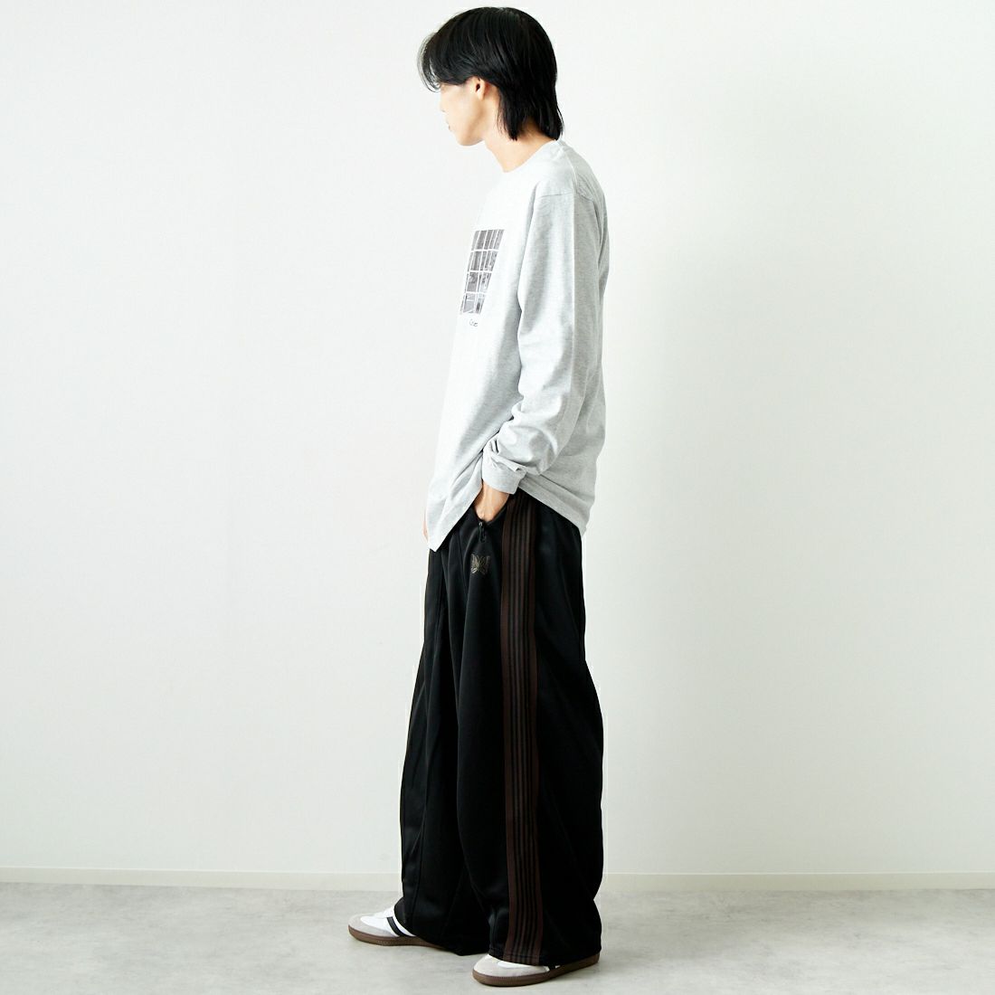 Filphies [フィルフィーズ] ロングスリーブプリントTシャツ [FP242PS00090] 11 ASH &&モデル身長：179cm 着用サイズ：L&&