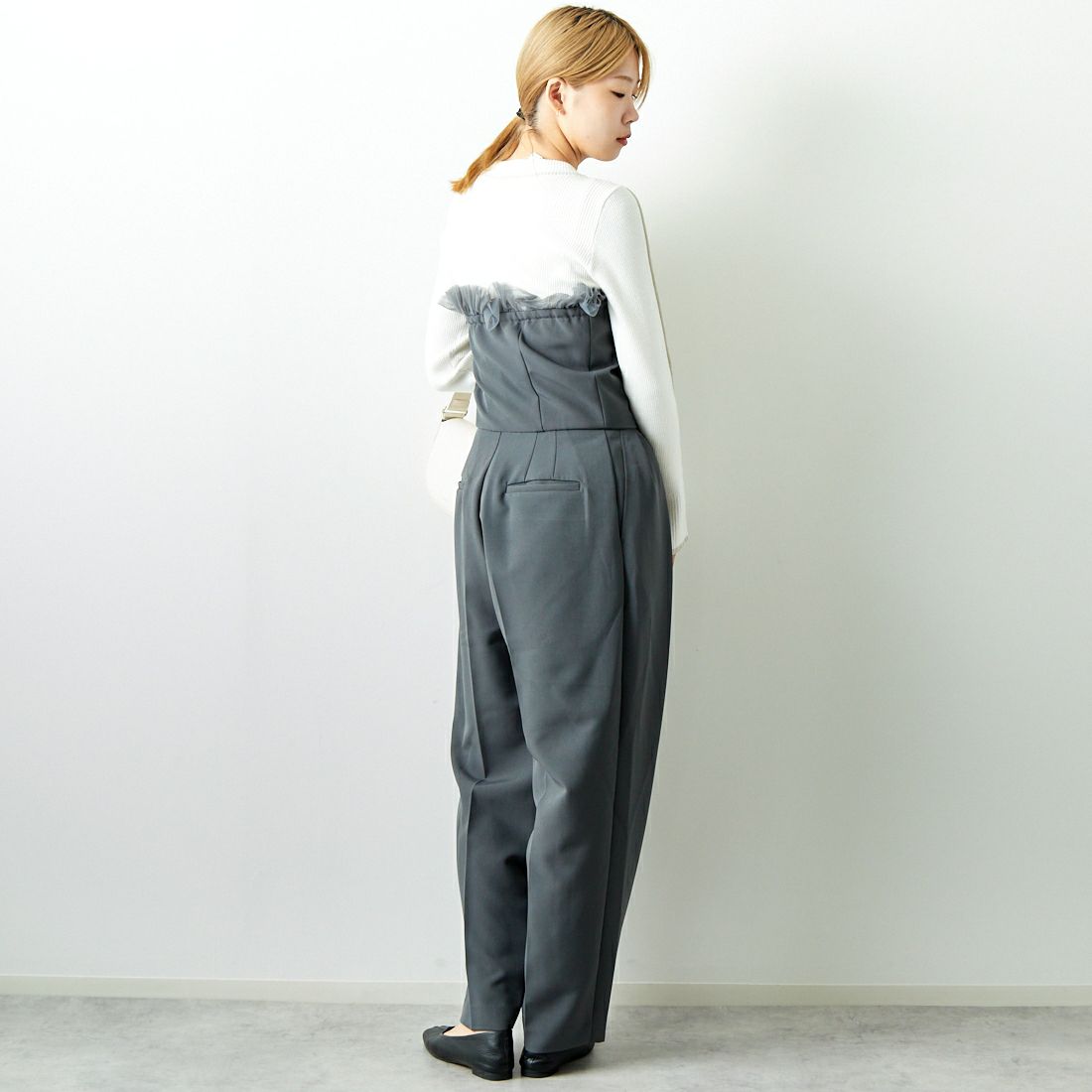 USINE [ユジーヌ] チュールベアサロペット [2430301] CHARCOAL &&モデル身長：167cm 着用サイズ：F&&