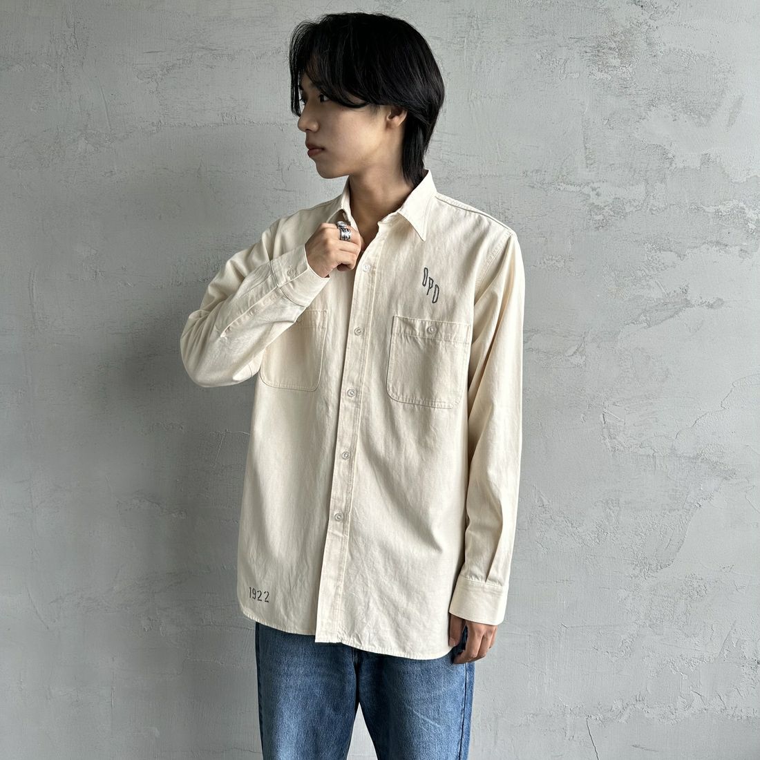 PAY DAY [ペイデイ] 別注 シャンブレーシャツ [PD21-SH-IN4-JF] KINARI &&モデル身長：179cm 着用サイズ：L&&