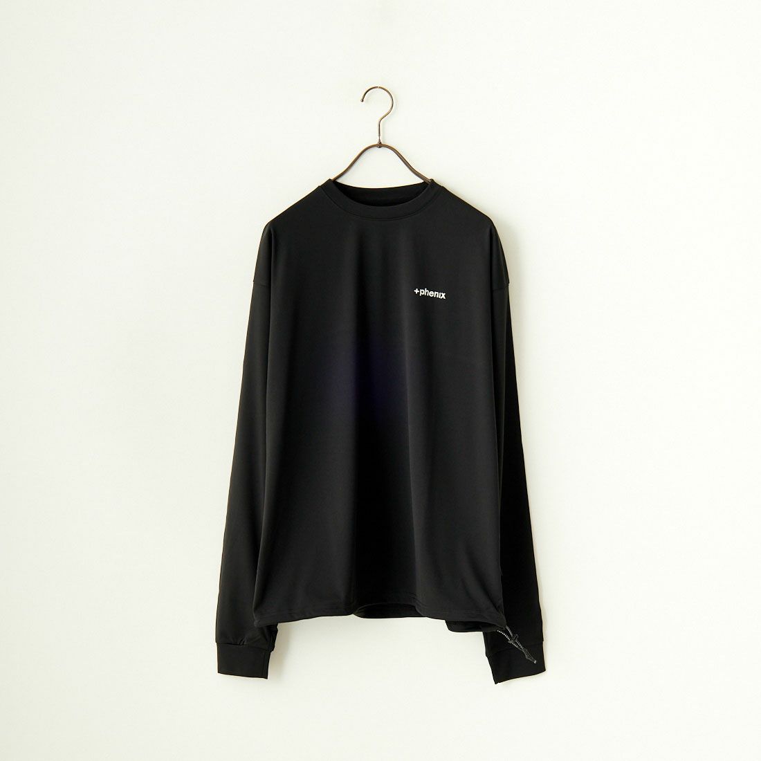 +phenix [プラスフェニックス] 別注 ワンポイント刺繍ロゴ ドローコードTシャツ [POT-24012IN-JF] BLACK