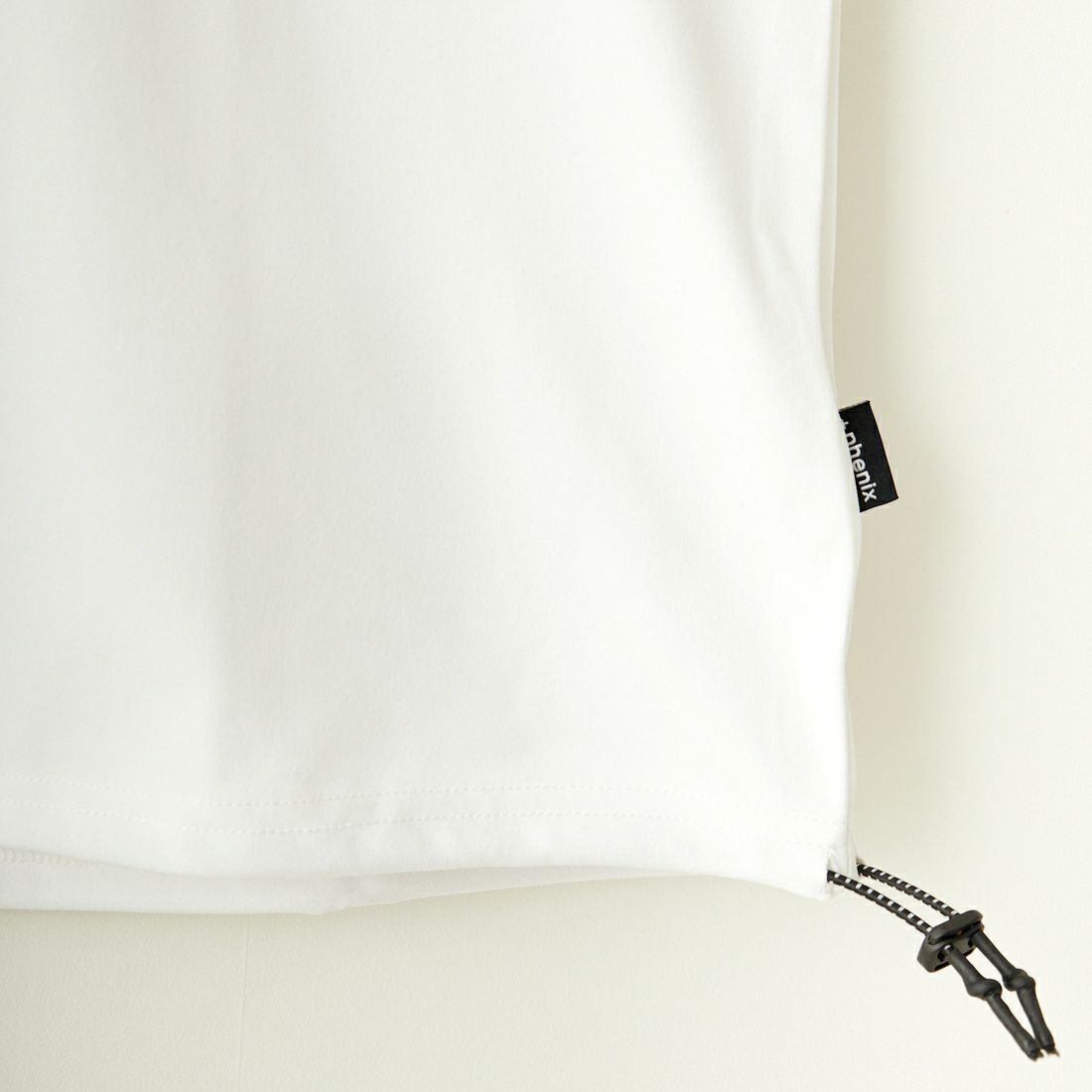 +phenix [プラスフェニックス] 別注 ワンポイント刺繍ロゴ ドローコードTシャツ [POT-24012IN-JF] WHITE