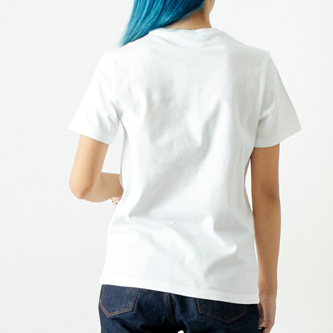 MAISON KITSUNE [メゾン キツネ] フォックスヘッド パッチ レギュラー Tシャツ [LW00105KJ0008] P100 WHT &&モデル身長：167cm 着用サイズ：S&&