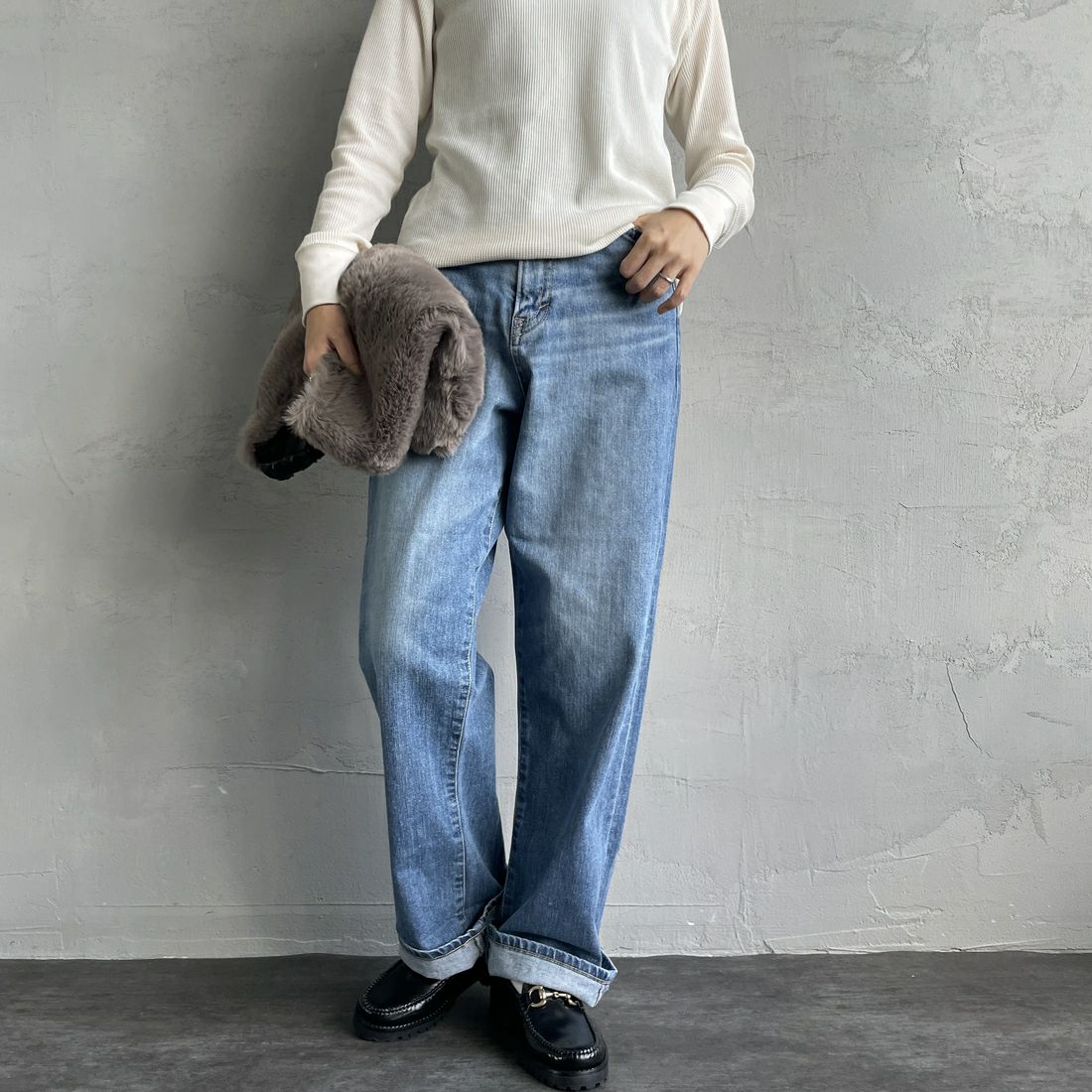 56 L.BLUE&&モデル身長：160cm 着用サイズ：XS&&