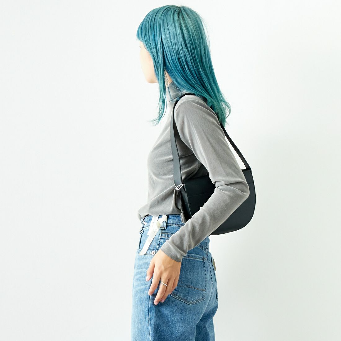 Jeans Factory Clothes [ジーンズファクトリークローズ] フロッキーチュールタートルTシャツ [21243065] 001 Lｸﾞﾚｰ &&モデル身長：167cm 着用サイズ：F&&