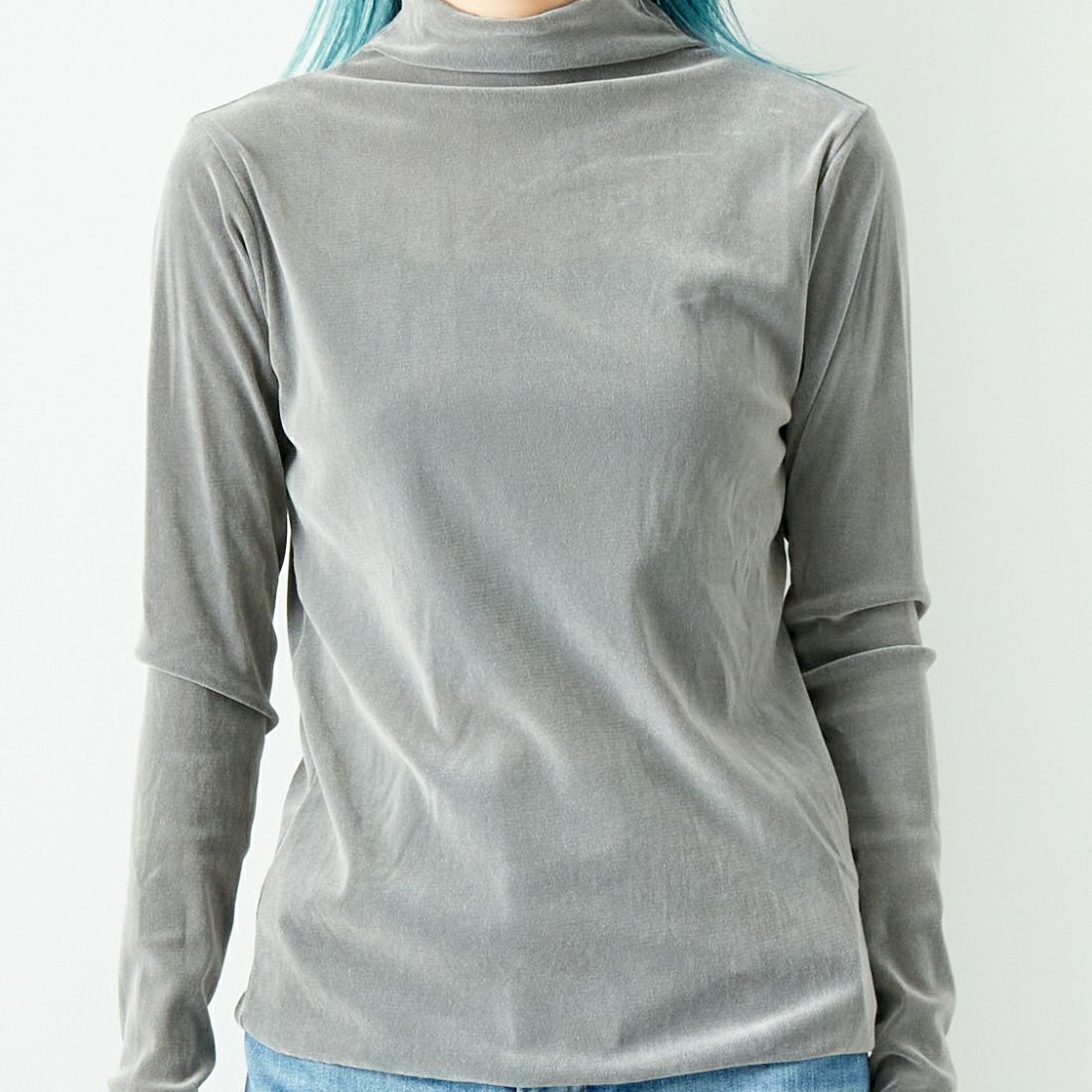 Jeans Factory Clothes [ジーンズファクトリークローズ] フロッキーチュールタートルTシャツ [21243065] 001 Lｸﾞﾚｰ