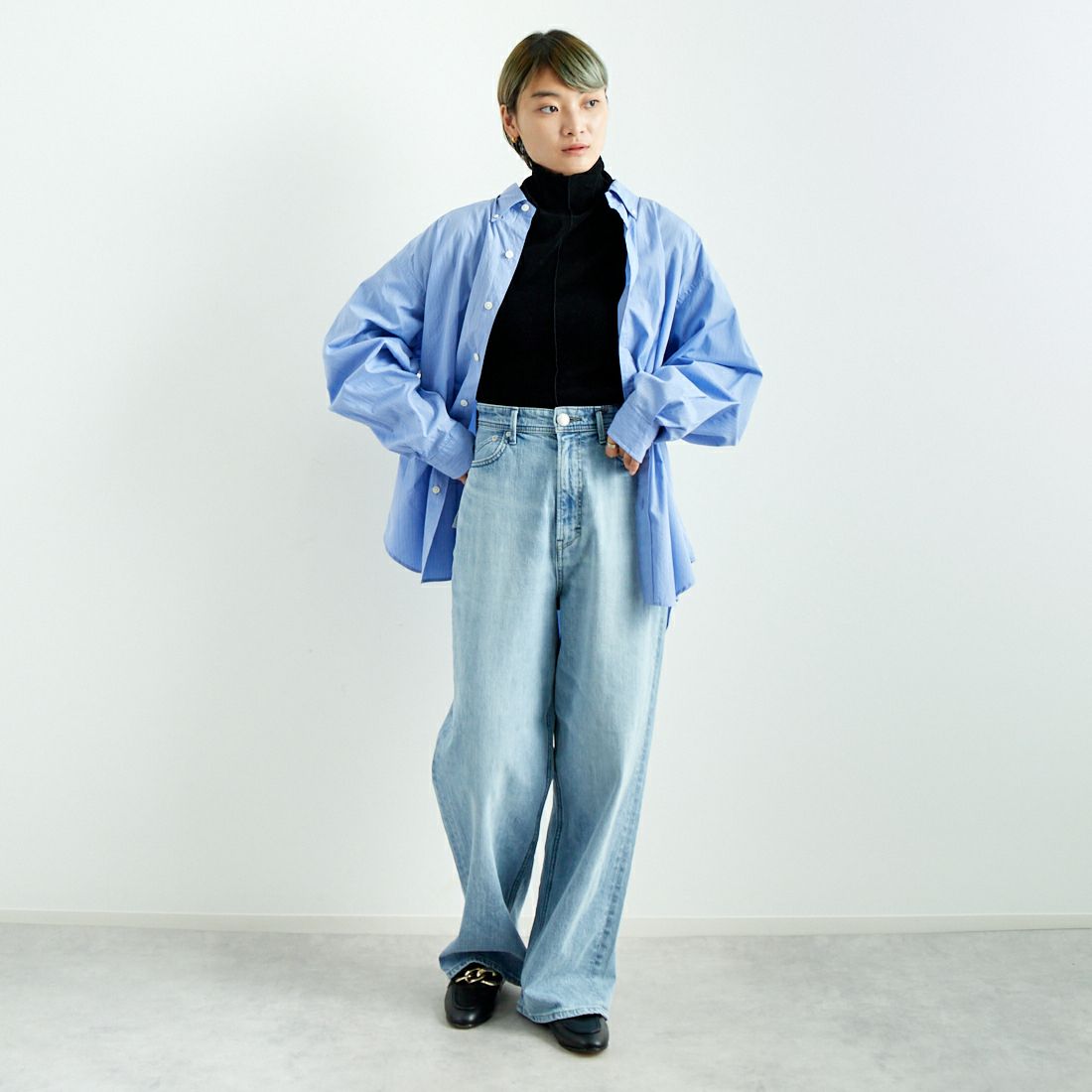 Jeans Factory Clothes [ジーンズファクトリークローズ] フロッキーチュールタートルTシャツ [21243065] 003 ﾁｬｺｰﾙ &&モデル身長：160cm 着用サイズ：F&&