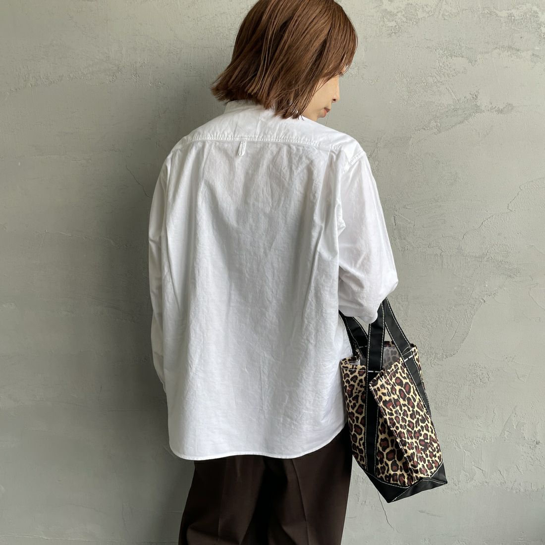 DANTON [ダントン] オックスフォード バンドカラーシャツ [DT-B0279SOX] WHITE &&モデル身長：158cm 着用サイズ：38&&
