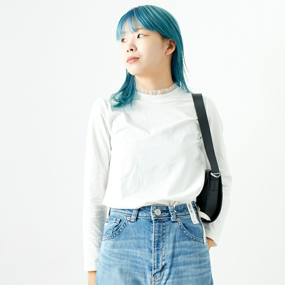 Jf Ready Made [ジェイエフレディメイド] フリルレースTシャツ [3005101] 104 ｵﾌﾎﾜｲﾄ &&モデル身長：167cm 着用サイズ：F&&