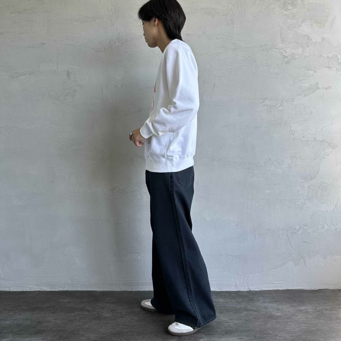 GOOD ROCK SPEED [グッドロックスピード] 別注 NIRVANA プリントスウェット [INTN-021-JF] WHITE &&モデル身長：179cm 着用サイズ：XL&&