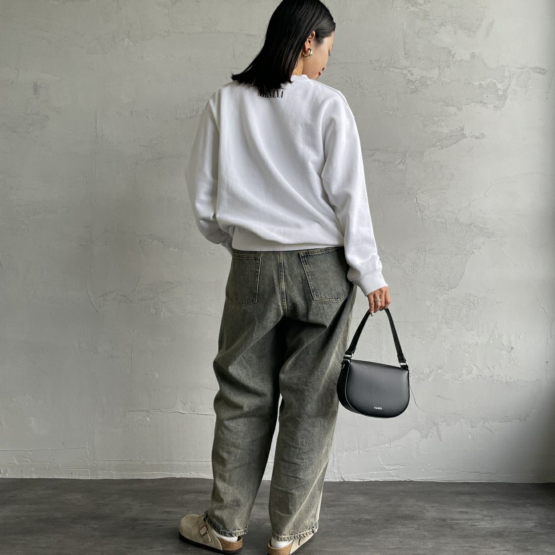 GOOD ROCK SPEED [グッドロックスピード] 別注 NIRVANA プリントスウェット [INTN-021-JF] WHITE &&モデル身長：163cm 着用サイズ：M&&