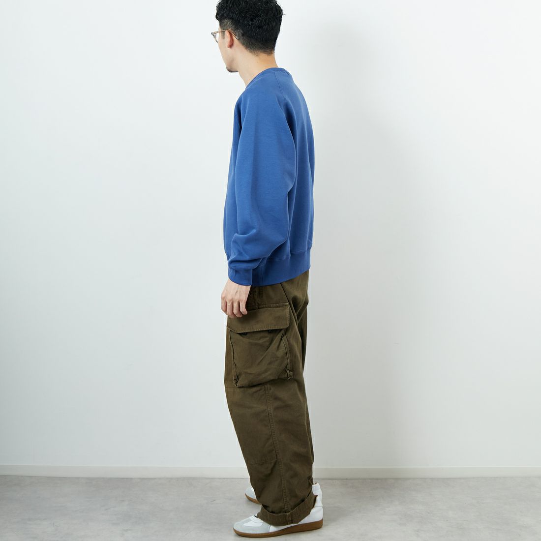 Gymphlex [ジムフレックス] スウィングスリーブ クルーネックスウェット [GY-C0292TCF] LT.BLUE &&モデル身長：168cm 着用サイズ：M&&