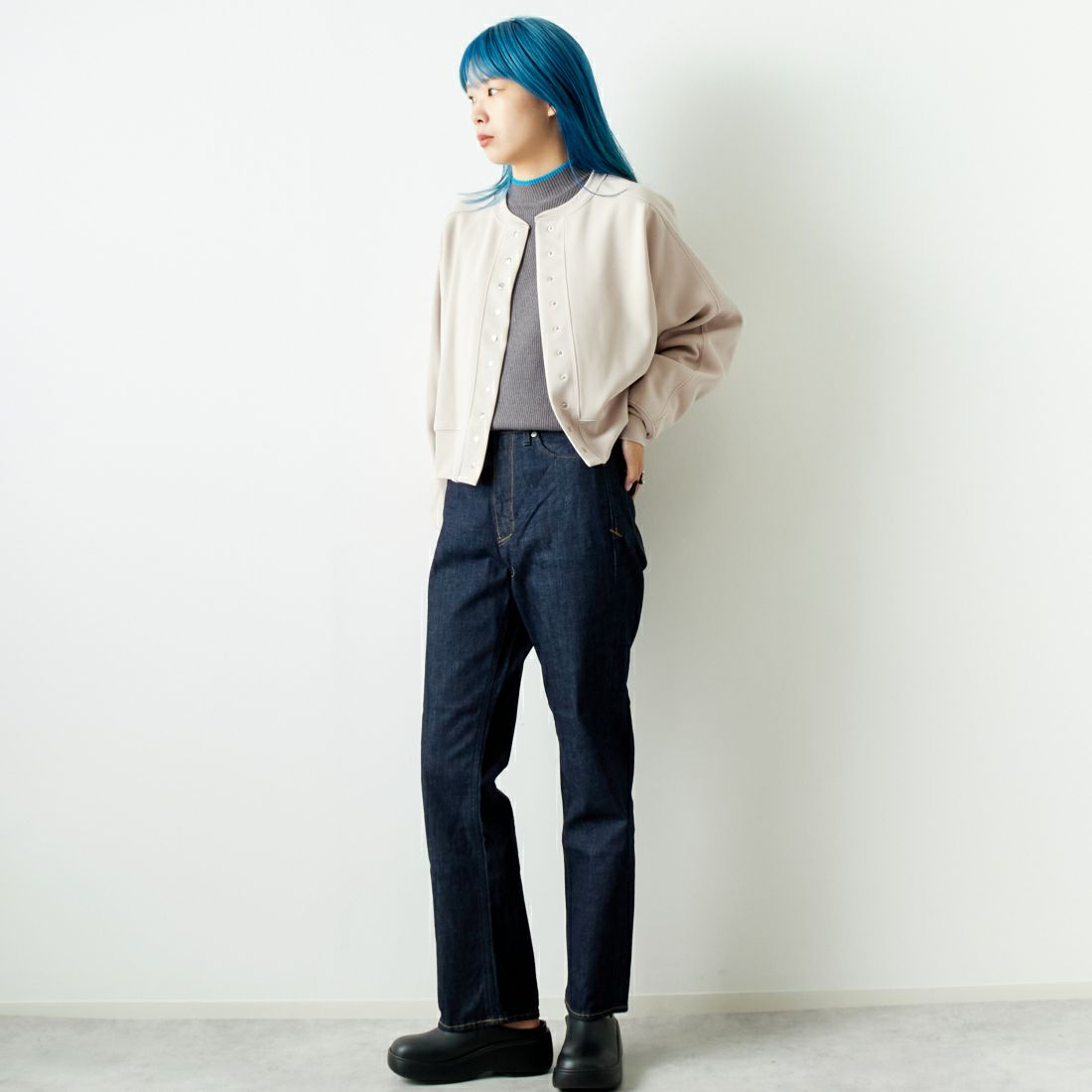 Margaux vintage [マルゴーヴィンテージ] スナップボタンカーディガン [MG-JK-24098-A] NUDE &&モデル身長：167cm 着用サイズ：F&&