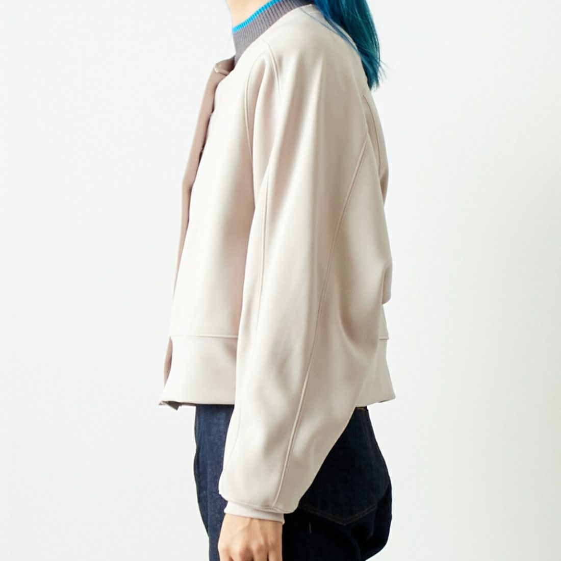 Margaux vintage [マルゴーヴィンテージ] スナップボタンカーディガン [MG-JK-24098-A] NUDE &&モデル身長：167cm 着用サイズ：F&&