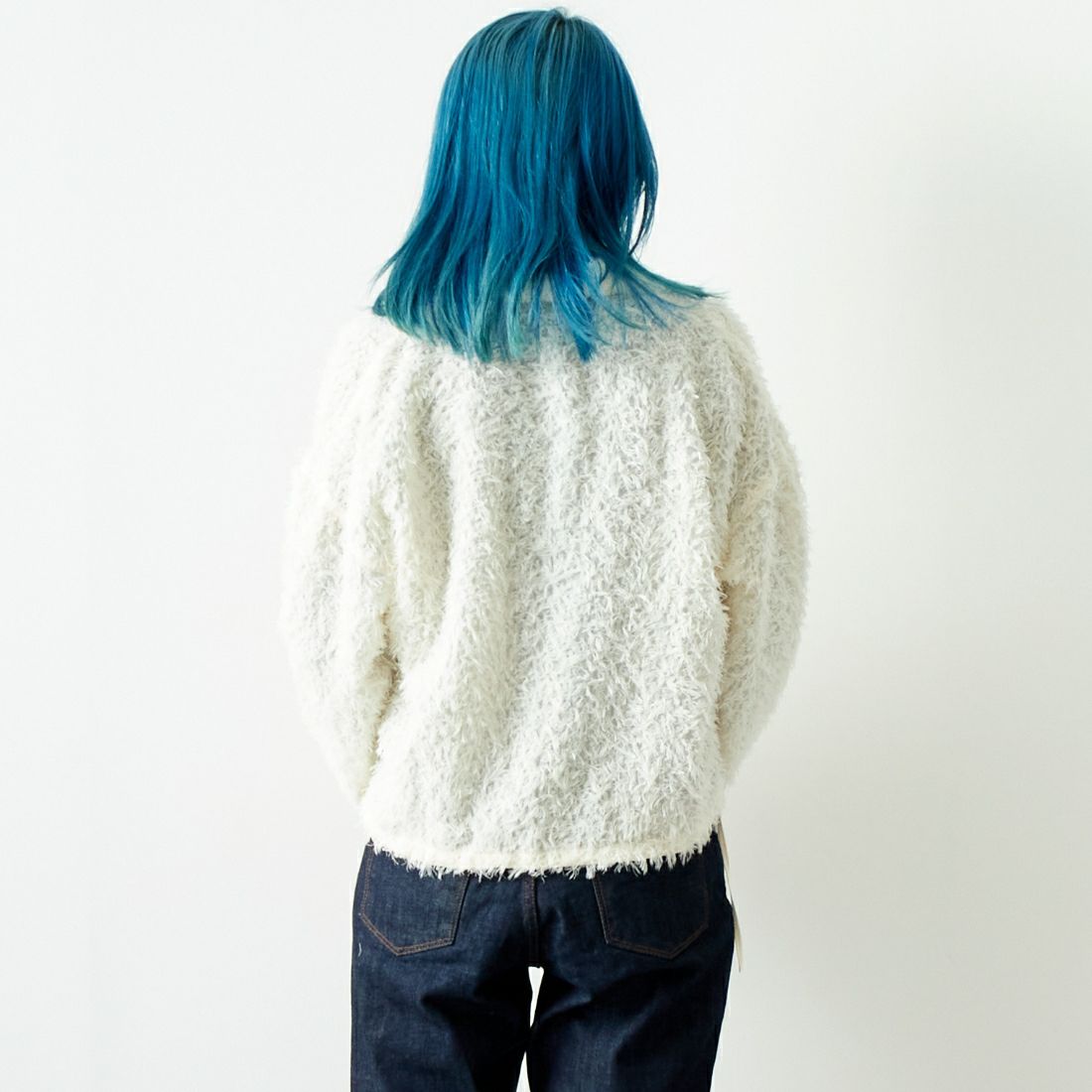 STELLA CIFFON [ステラシフォン] シアーカットジャガードトップス [ST3-25405] 02 WHITE &&モデル身長：167cm 着用サイズ：36&&