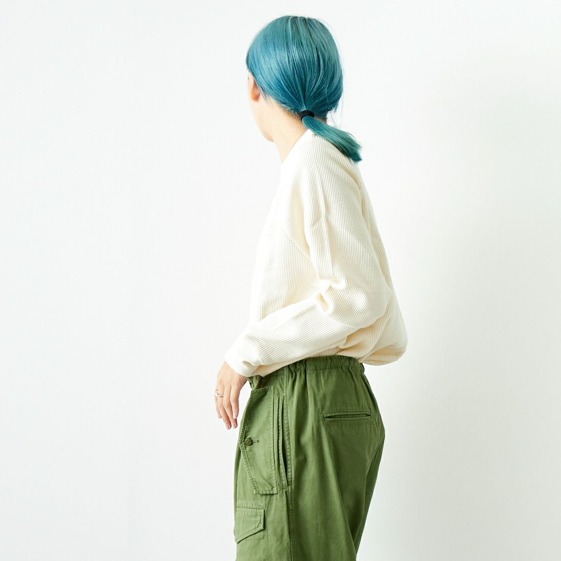 FRUIT OF THE LOOM × GOOD FOR [フルーツ オブ ザ ルーム × グッド フォー] サーマルラグランTシャツ [GF-1501] 02 OFF &&モデル身長：167cm 着用サイズ：M&&