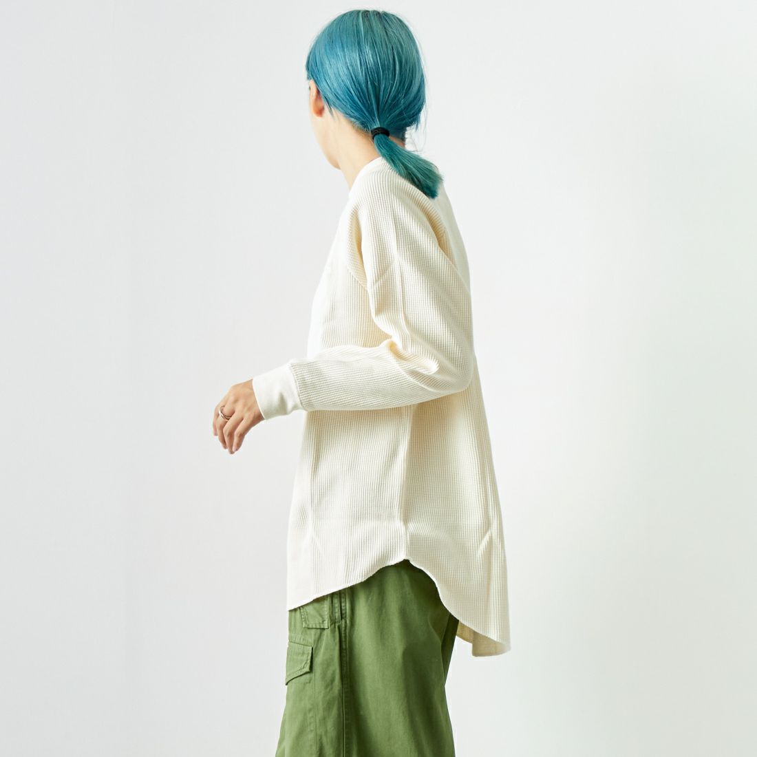 FRUIT OF THE LOOM × GOOD FOR [フルーツ オブ ザ ルーム × グッド フォー] サーマルラグランTシャツ [GF-1501] 02 OFF &&モデル身長：167cm 着用サイズ：M&&