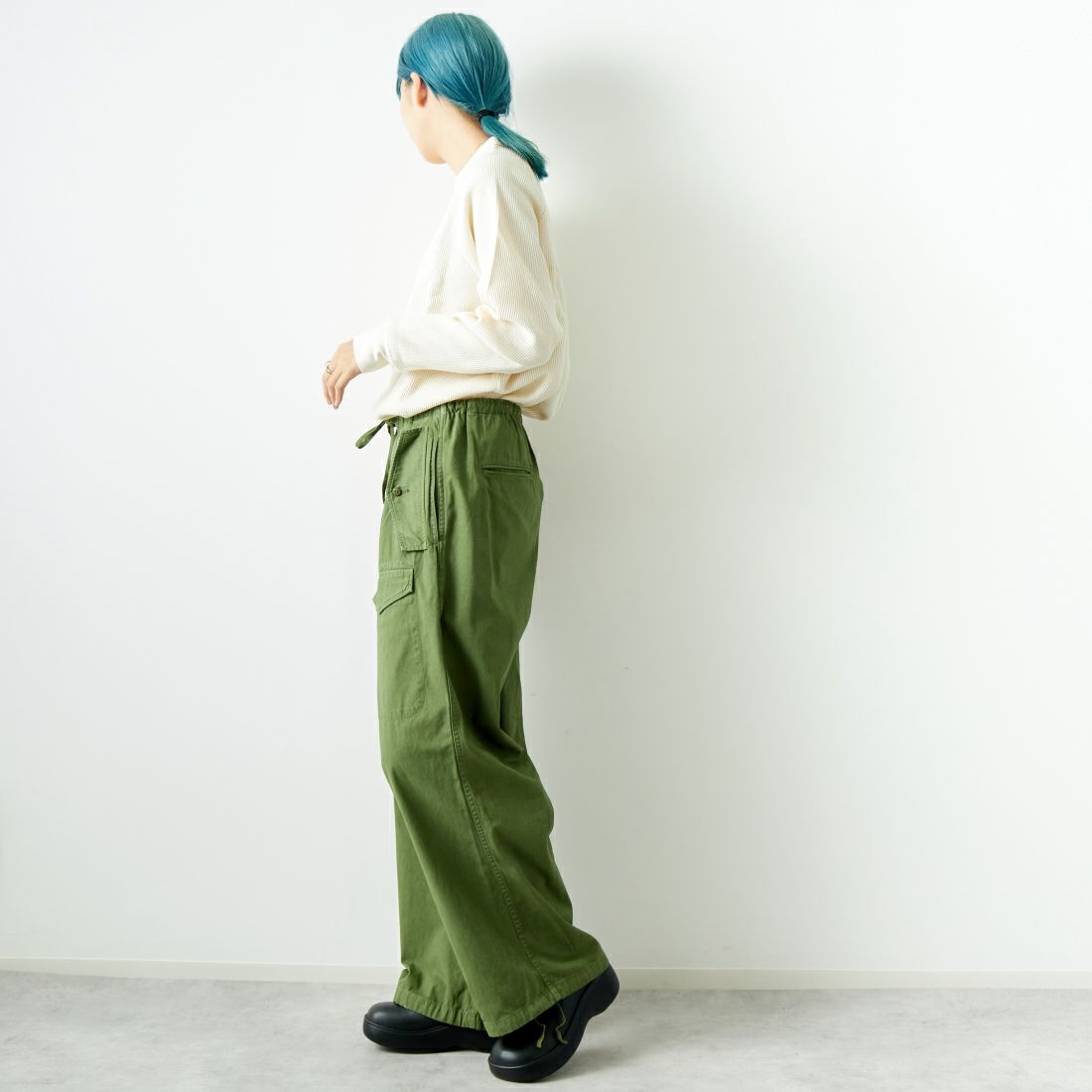 FRUIT OF THE LOOM × GOOD FOR [フルーツ オブ ザ ルーム × グッド フォー] サーマルラグランTシャツ [GF-1501] 02 OFF &&モデル身長：167cm 着用サイズ：M&&