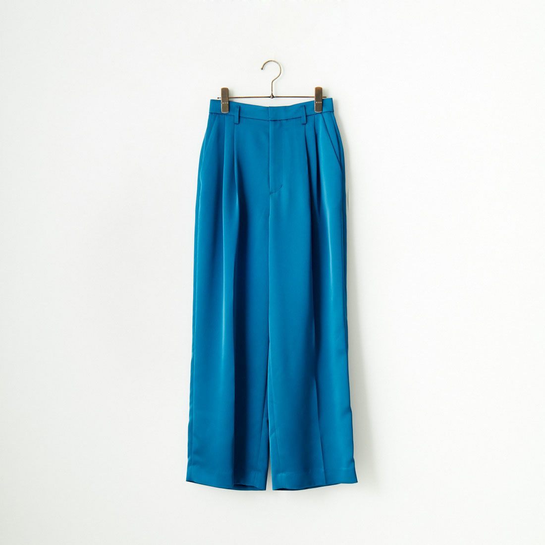 ma couleur [マ クルール] シルキーサテン ダブルクロスタックワイドパンツ [J-4659] 620 CERULE