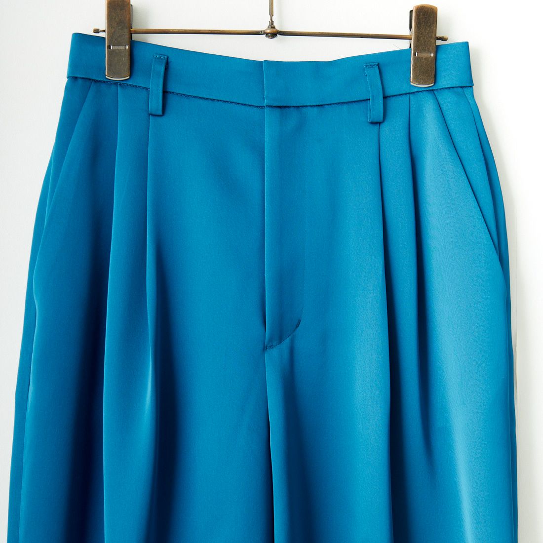 ma couleur [マ クルール] シルキーサテン ダブルクロスタックワイドパンツ [J-4659] 620 CERULE