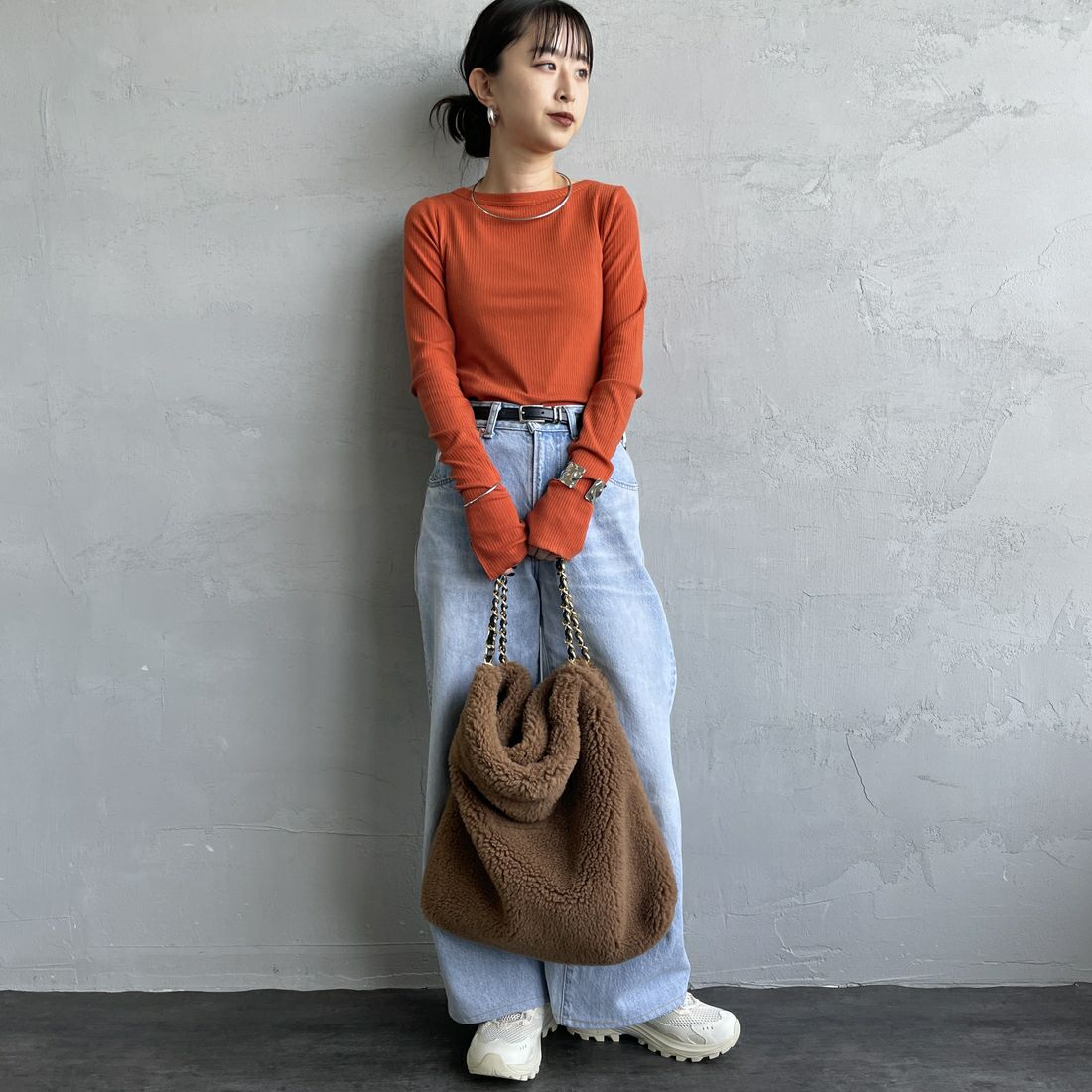 VIOLAd'ORO [ヴィオラドーロ] エコムートン チェーントートバッグ [V-8680] BROWN