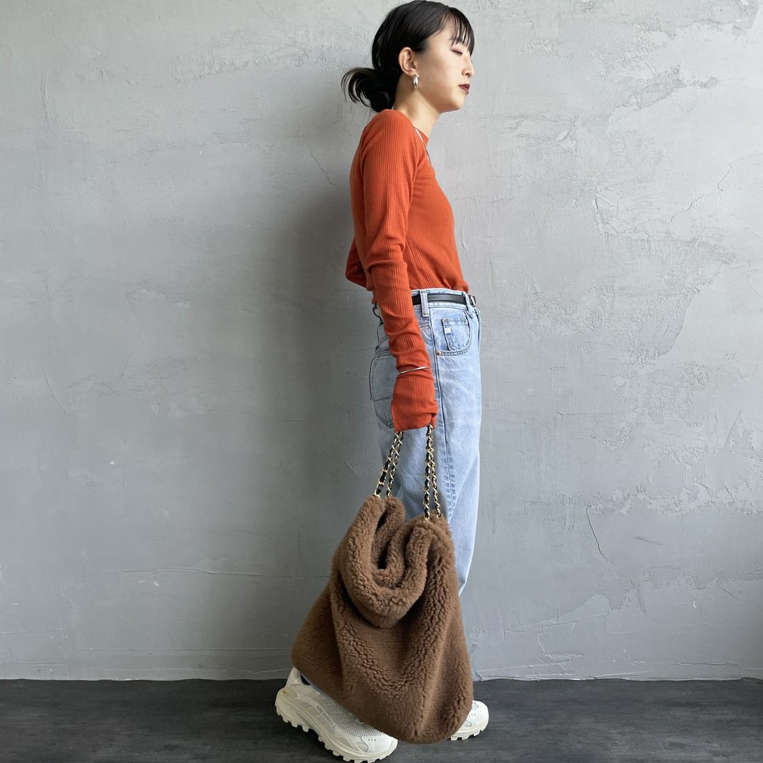 VIOLAd'ORO [ヴィオラドーロ] エコムートン チェーントートバッグ [V-8680] BROWN