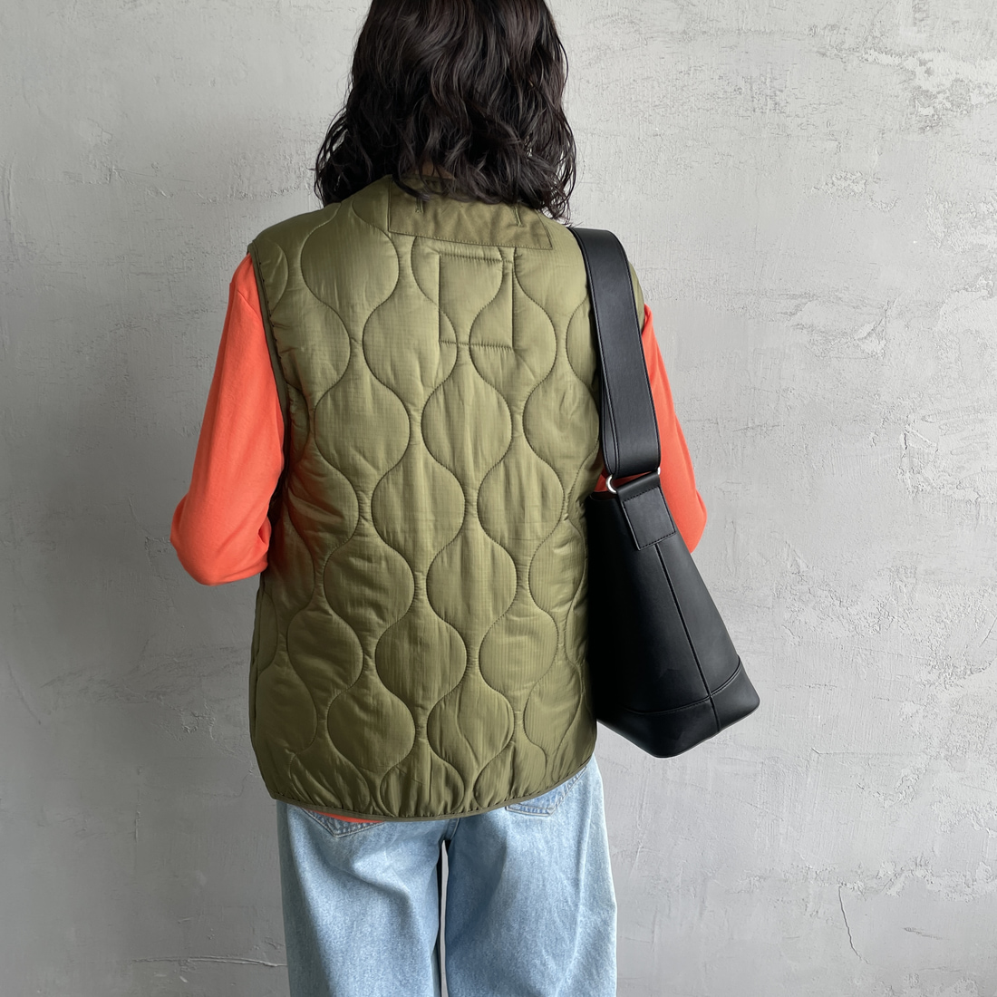 Stussy グリーン キルティングベスト M（STUSSYのベスト検索結果|古着 