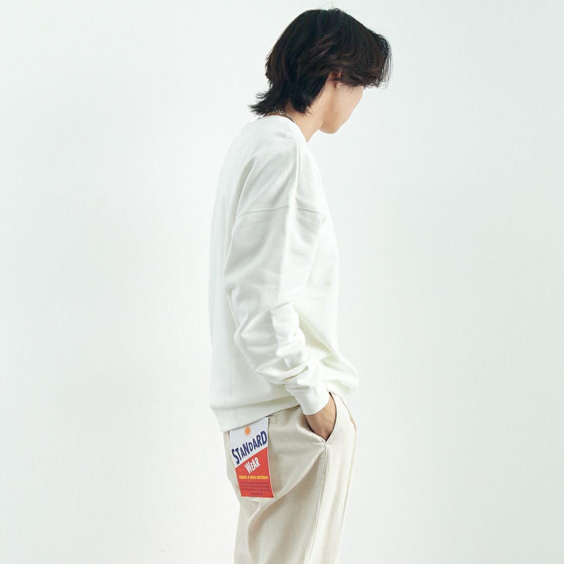 NIKE [ナイキ] クラブフリース クルーネックスウェット [HJ1820] 133 ｾｲﾙ/ｾｲ &&モデル身長：179cm 着用サイズ：M&&