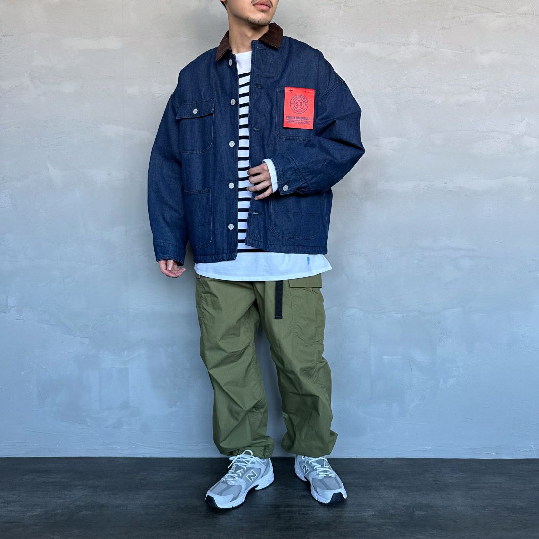 Jeans Factory Clothes [ジーンズファクトリークローズ] STANDARD ショートカバーオール [JFC-244-065] ONE WASH &&モデル身長：168cm 着用サイズ：L&&