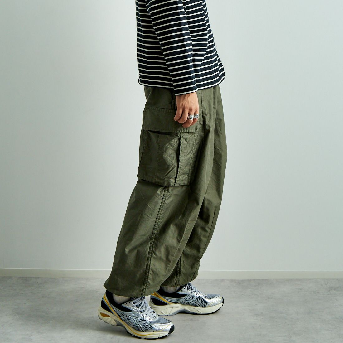 Needles [ニードルズ] BDU ヒザデルパンツ [PU248] A OLIVE&&モデル身長：179cm 着用サイズ：S&&