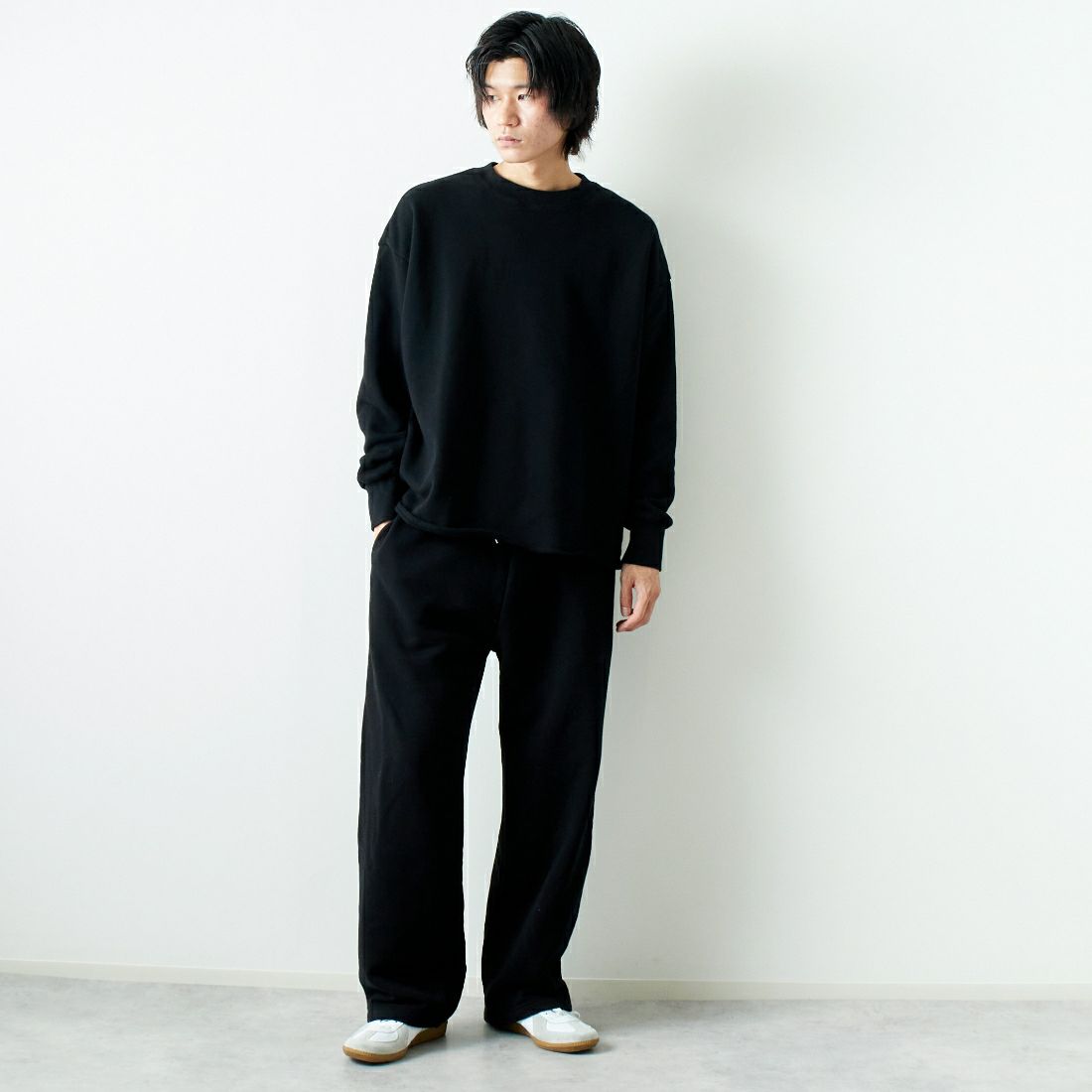 iori [イオリ] 別注 スウェットパンツ [IP76-JF] BLACK &&モデル身長：182cm 着用サイズ：2&&