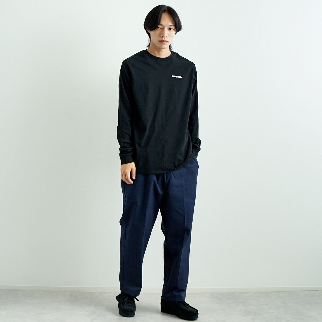 patagonia [パタゴニア] メンズ ロングスリーブ P-6ロゴ レスポンシビリティー [38518] BLK &&モデル身長：179cm 着用サイズ：M&&